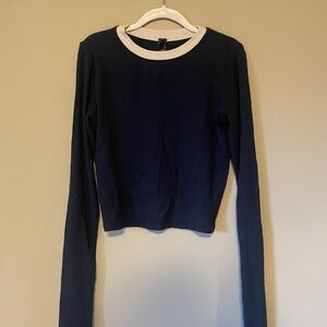 SKIMS navy blue long sleeve with white trim